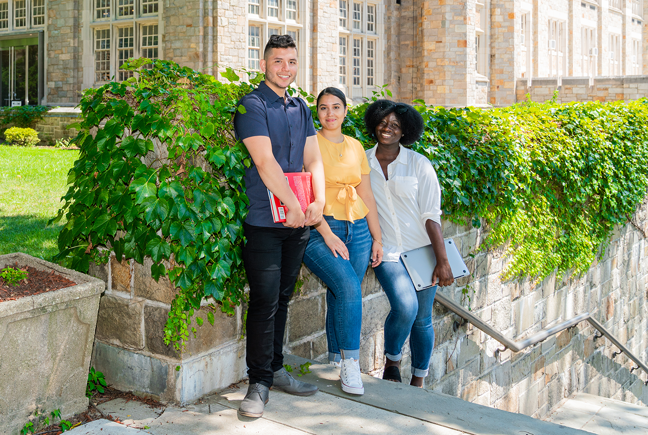Photo of three Lehman Students on Campus