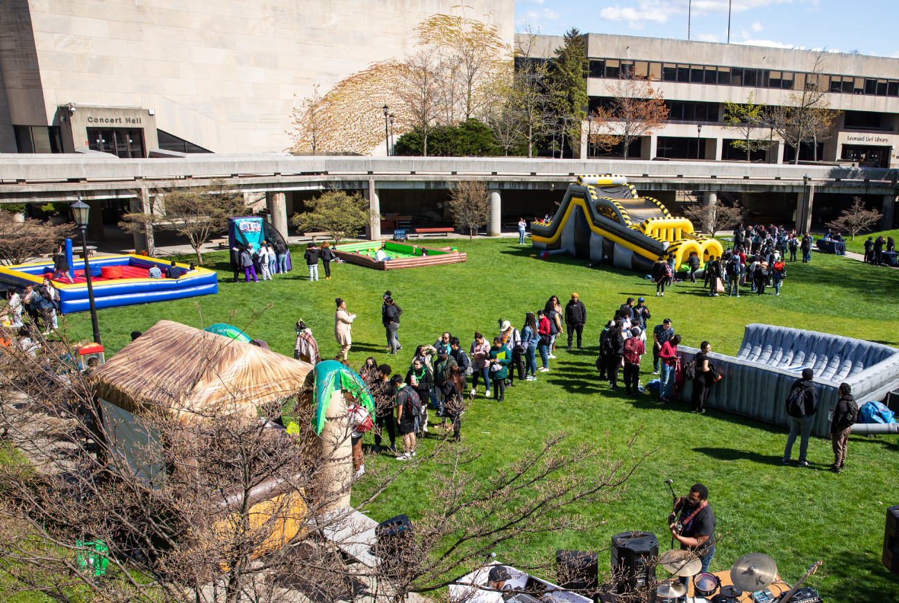 An event being held at the quad field.