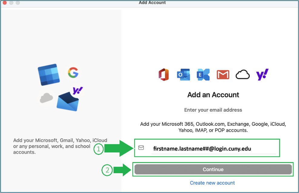 How to Add Your New Student Email to the Outlook App Desktop Window Step3s