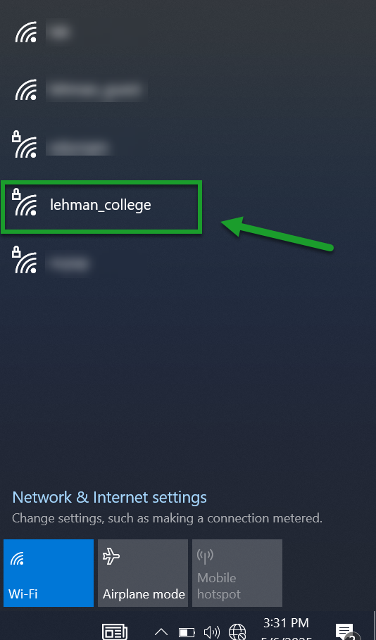 Connect to Wi-Fi using Windows 10 Device - Step 2