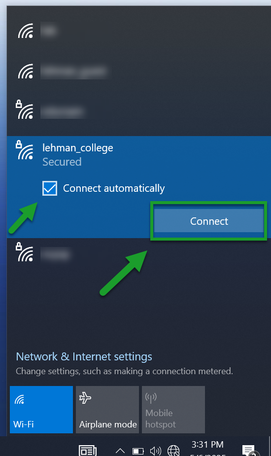 Connect to Wi-Fi using Windows 10 Device - Step 2a