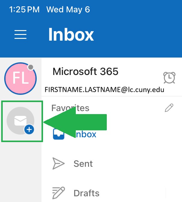 How to Add Your New Student Email to the Outlook Desktop App iPad/iMac Step1