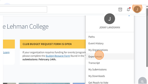 Lehman Club Central User Drawer Image