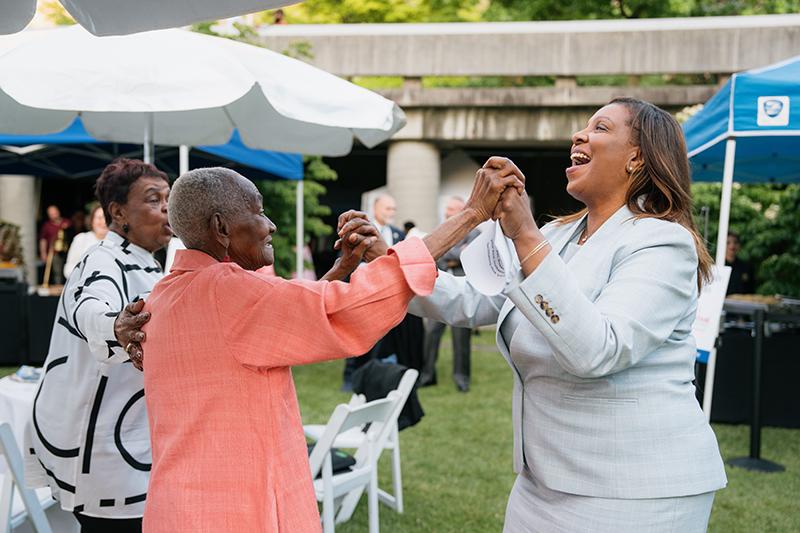 NYS Attorney General Letitia A. James '82 greets long-time friend and mentor