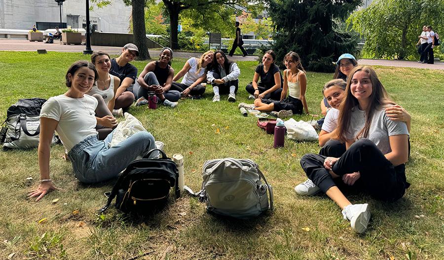 Students in DFN 520, Cultural Food and Foodways enjoy learning outdoors on a warm early fall day. (Photo by Janel Martinez)