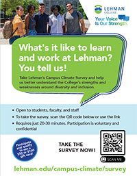 Lehman College Campus Climate Survey Flyer Students With QR Code