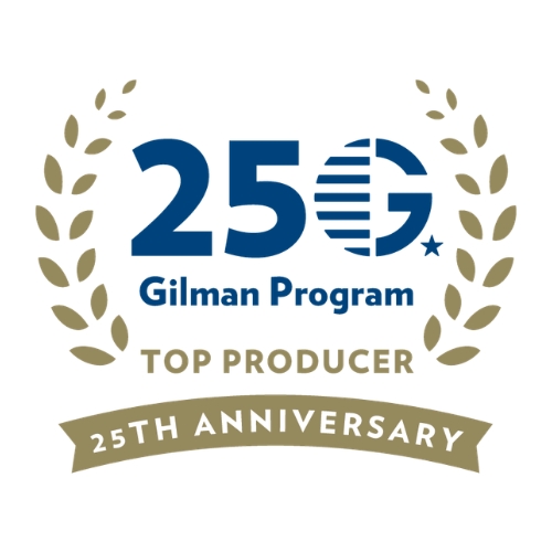 Badge denoting the 25th anniversary of the Gilman Scholarship Program
