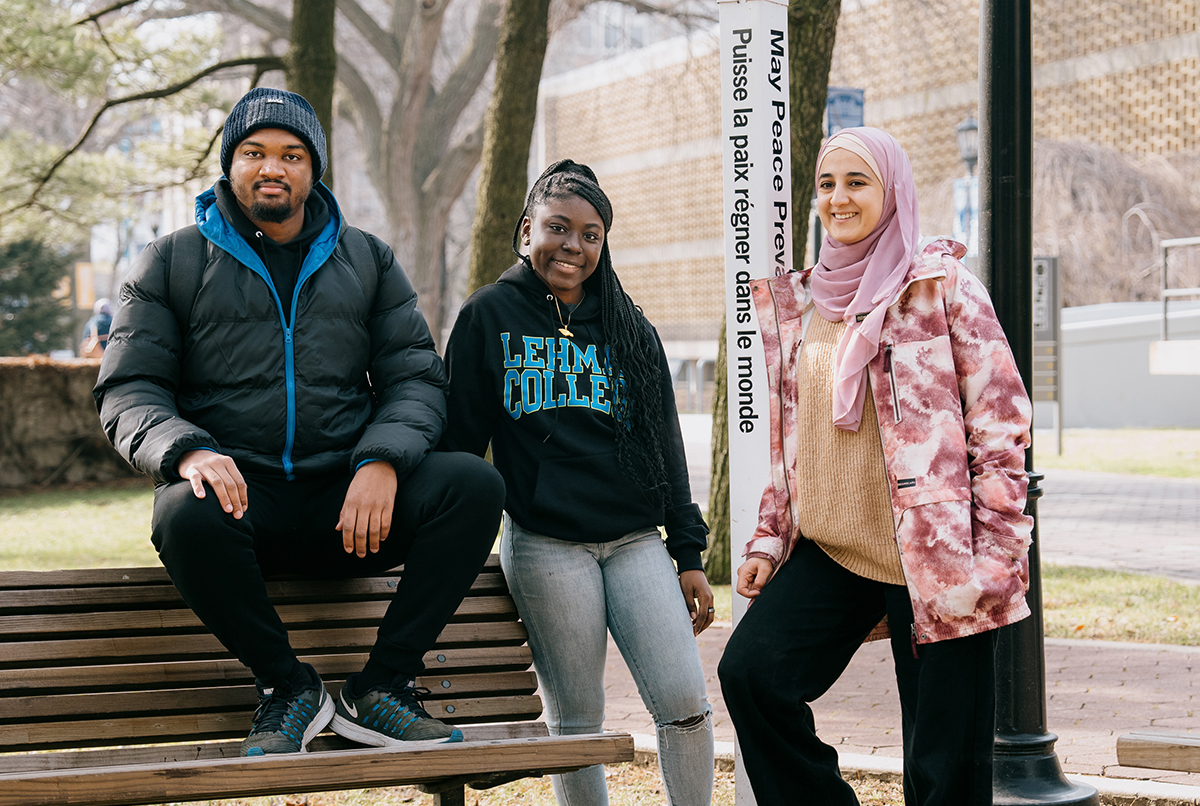 Photo of three Lehman students