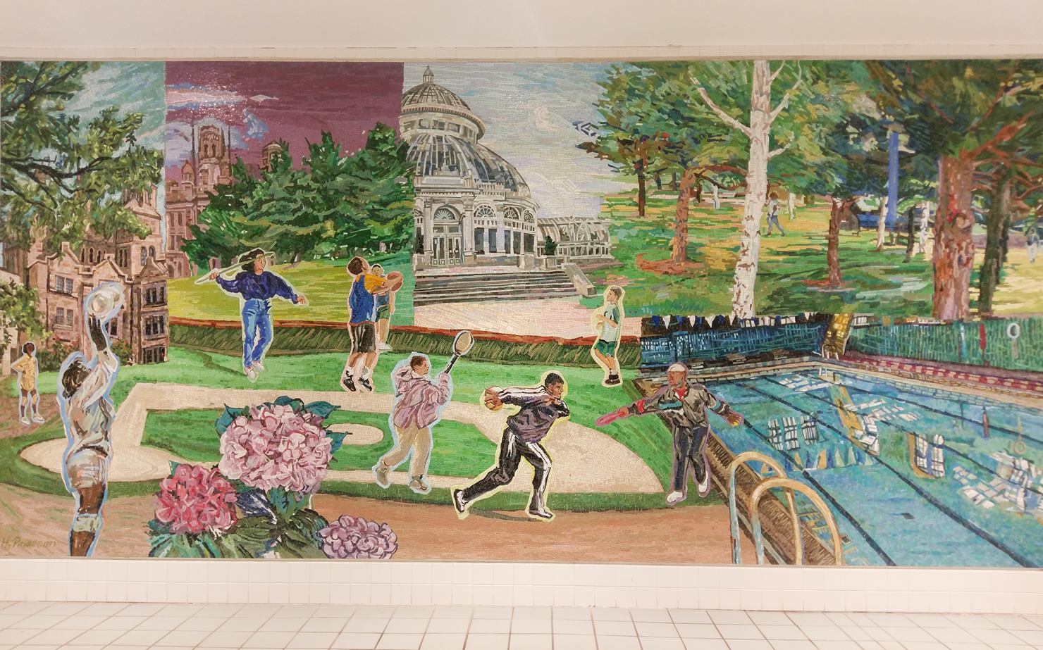 Howardena Pindell Lehman College Environs, 1993 APEX Building, Athletics Facility -Basement level Mosaic, Lehman College