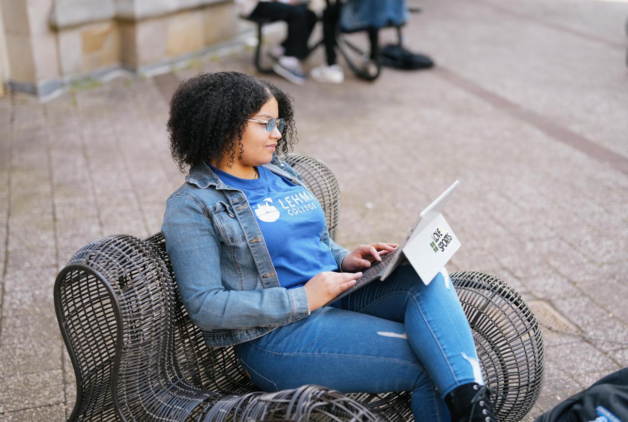Lehman Student on computer