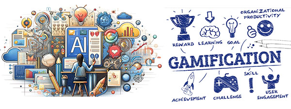 two images side by side one is about gamification and the other AI