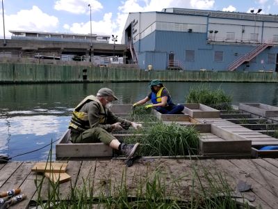working at floating docks